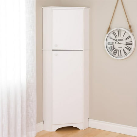 prepac elite tall 2-door corner storage cabinet, white