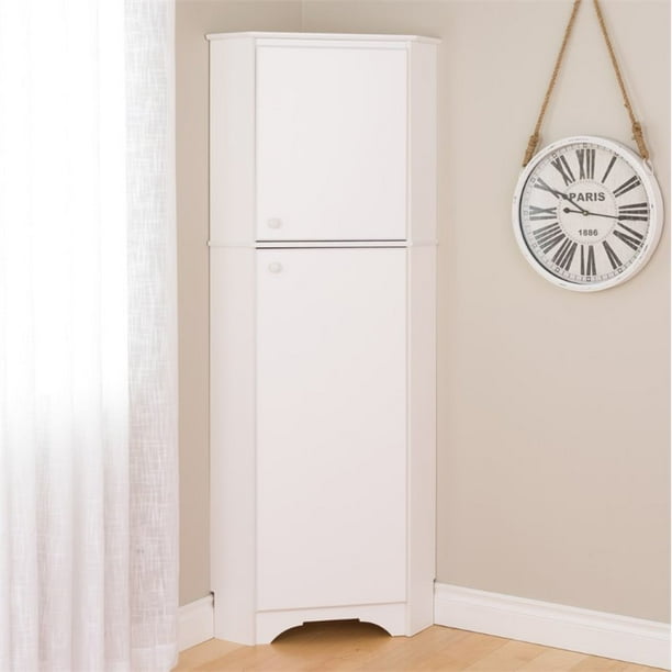 Prepac Elite Tall 2Door Corner Storage White