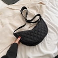 thumbnail image 3 of Bolso Bandolera Bolso bandolera Bolso de hombro de media luna Bolso de viaje acolchado con entramado rómbico (Negro), 3 of 8