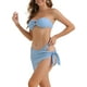 thumbnail image 4 of INSPIRAR CHIC Conjuntos de Bikini de Mujer con Anillo O de Canalé de 3 Piezas, Parte Inferior de Tanga de Triángulo con Hebilla en la Espalda, Trajes de Baño Grande Azul, 4 of 5