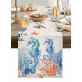 thumbnail image 5 of Blue Ocean Seahorses Table Runner 13x70in Non-Slip Cotton Linen Table Runners, Marine Coral Starfish Retro Linen Dresser Scarves TableRunner for Dinner Kitchen Dining Wedding Party, 5 of 9