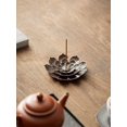 thumbnail image 4 of Alloy Lotus Incense Holder With Miao Lotus Image Design, 5 Holes Large Size Incense Burner For Sticks And Coils, Compact, 4 of 5