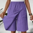 thumbnail image 2 of biudgviw Knee Length Skorts Skirts for Women Elastic Waist Tennis Skirt Trendy Casual Wide Leg Bermuda Shorts with Pockets, 2 of 7