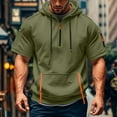 thumbnail image 2 of Trending Men's T Shirt Short Sleeve Hooded Style with Pockets Casual Summer Top Lightweight Breathable Sportswear Fitness Tee Mens T-Shirts Long Sleeve White Cotton, 2 of 5