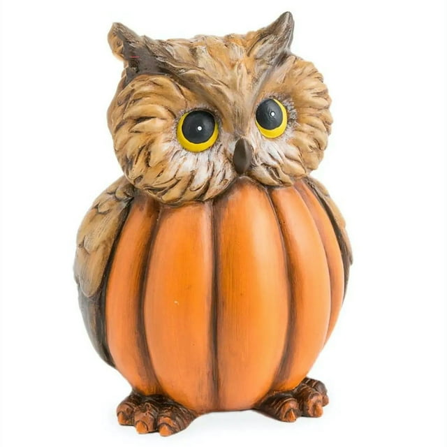 Estatuilla de búho con forma de cuerpo de calabaza para decoración del hogar