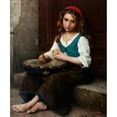 thumbnail image 2 of Alfred Guillou 15x17 Black Ornate Wood Framed Double Matted Museum Art Print Titled - Peasant Girl, 2 of 5