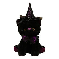 Gqtwoy Halloween Cats Sleeping Doll - Cute Cloth Plush Toy with Witch Hat for Kids, Black and Orange Halloween Decorations, Perfect Gift for Halloween Parties