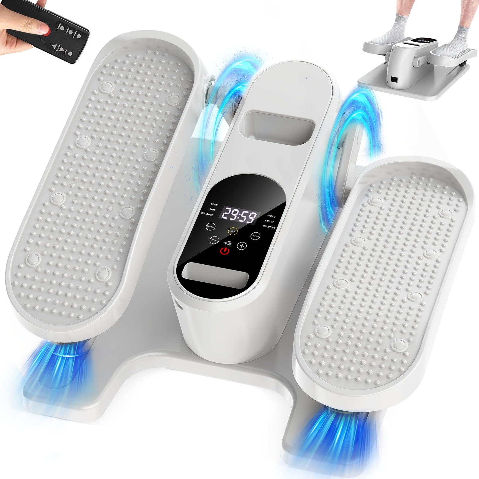 15-Speed Foldable Under Desk Elliptical Machine, Ultra-Quiet Pre-Assembled Seated Leg Pedal Exerciser with Remote, Space Saving for Home & Office Workouts