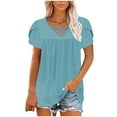 thumbnail image 5 of ZQUUVOU Women's T-Shirt Crewneck Cap Sleeve Loose T Blouses Shirts Blue (S), 5 of 7