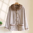 thumbnail image 2 of DHFJKG Womens Flannel Pajamas Button Up Top Coat With Peter Pan Collar Long Sleeve Fuzzy Sleepwear With Pockets For Cold Weather Versatile Homewear, 2 of 6
