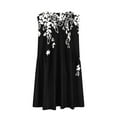thumbnail image 5 of MIUOWANP Breathable A-Line Sleeveless V-Neck Dress for Women with Loose Pleats Daily Leaf Print Casual Dress Size XL(10)Black, 5 of 5