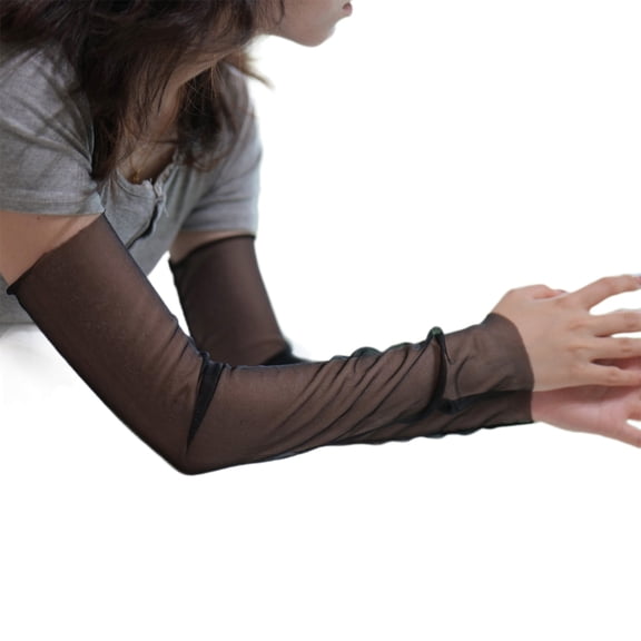 Nylon Arm Sleeves Cooling Sun Protections Arms Cover Breathable Sheer Seethrough Armwear For Driving Running Cycling