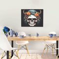thumbnail image 5 of Susaid Flower Horn Skull Pattern Canvas Wall Decor Poster Framed Artwork Decoration for Bedroom Home Office Ready to Hang,Horizontal, 5 of 6