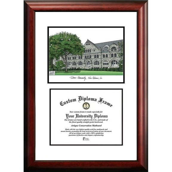 Campus Images LA995V-1185 8.5 x 11 in. Tulane University Scholar Diploma Satin Mahogany Frame