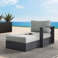 thumbnail image 2 of Modular Lounge Chair Chaise, Grey Gray, Aluminum Metal, Outdoor Patio Balcony Cafe Bistro Garden Hospitality Restaurant, Modern Contemporary HB36561, 2 of 9