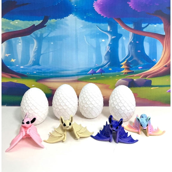 4pcs 3D Printed Bat, Articulated Poseable Cinderbat for Halloween Decor, Colorful Fidget 3D Printed Trick or Treat Mini Bats MAB001