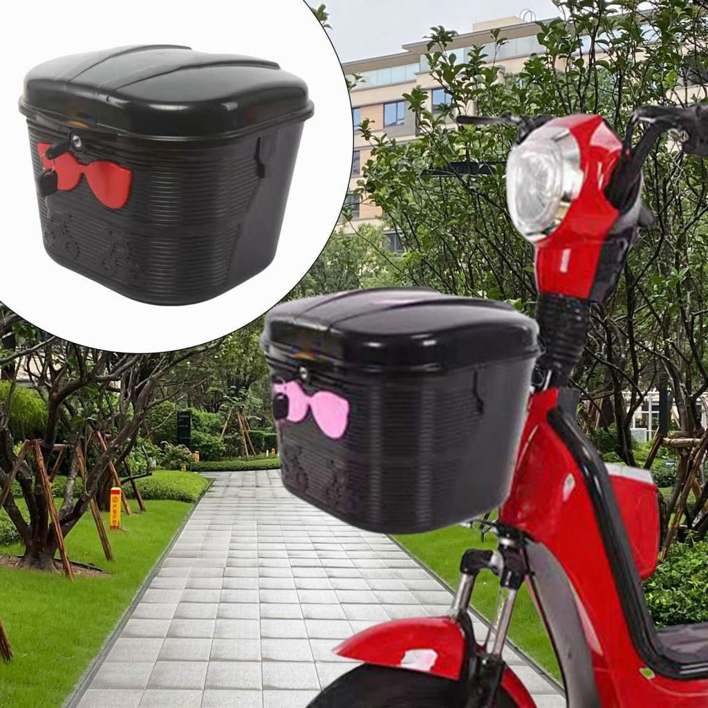 harayaa E Bike Front Basket Bicycle Cargo Rack Lock Design Large Capacity Portable Water Black Red