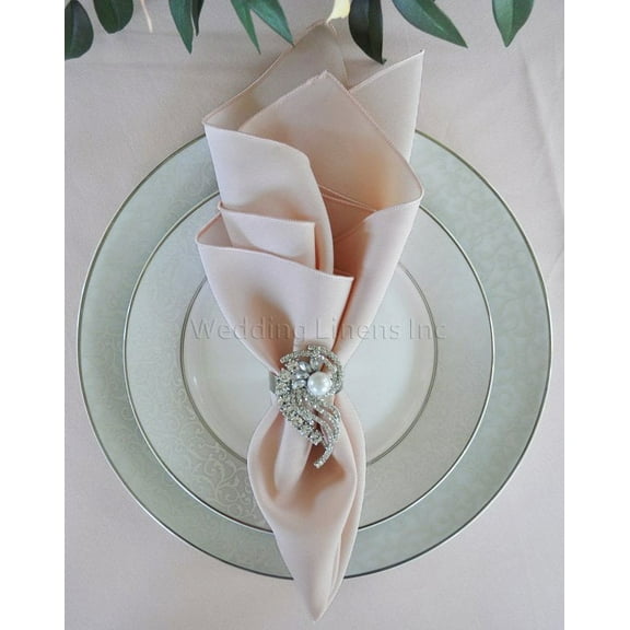 Wedding Linens Inc. (10 pcs) 17" x 17" Polyester Linen Napkins - Blush Pink