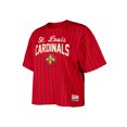 thumbnail image 2 of Women's-New Era  Red St. Louis Cardinals City Connect Multiplier Pinstripe Cropped T-Shirt, 2 of 3