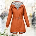 thumbnail image 6 of Moxiu Women Rain Coat Light Weight Waterproof Rain Jackets with Hood Outdoor Striped Lined Travel Jacket Windbreaker Orange,S, 6 of 8