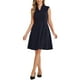 thumbnail image 2 of Vestido de trabajo INSPIRE CHIC para mujer, corte acampanado, vestido de negocios de manga corta 2024, azul profundo S, 2 of 6