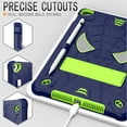 thumbnail image 2 of SaniMore Case for iPad 10.2 inch 9th/8th/7th Generation (2021/2020/2019), Screen Protector & Shoulder Strap & Hidden Bracket & Pen Slot Heavy Duty Protective Shockproof Hybird Shell, Navy+Green, 2 of 5