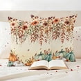 thumbnail image 3 of Orange Green Pumpkins Fall Outdoor Waterproof Pillow Covers, Thanksgiving Floral Botanical Decorative Square Throw Pillowcase Sofa Cushion Sham for Patio/Couch/Chair, 26"x26" 2 Pack, 3 of 8