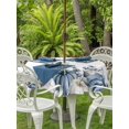 thumbnail image 2 of Outdoor Tablecloth with Umbrella Hole and Zipper, Fall Blue Pumpkin Round Table Cloth 54 Inch Waterproof Tablecloth, Thanksgiving White Eucalyptus Flower Picnic Table Cover for Patio Camping, 2 of 7