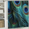 thumbnail image 6 of Fenyluxe Peacock Feathers Pretty Shower Curtain Bathroom Decor Polyester Fiber Washable Shower Curtain with Hooks 36x72, 6 of 7