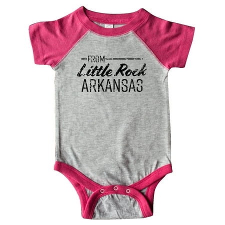 

Inktastic From Little Rock Arkansas in Black Distressed Text Gift Baby Boy or Baby Girl Bodysuit
