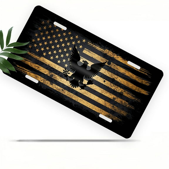 American flag eagle silhouette Front License Plate, Metal License Plate, Funny Standard Plates Personalized Novelty Decorative For Men/Women/Boys/Girls Car 6×12 Inch