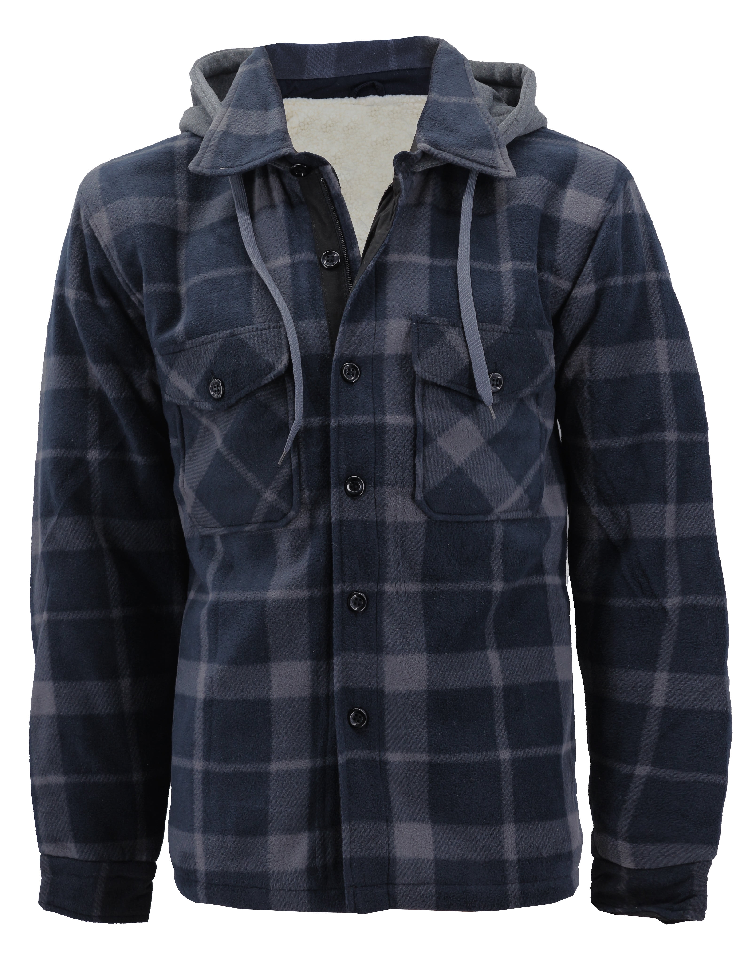 Fleece Lined Plaid Sherpa Hoodie Jacket 