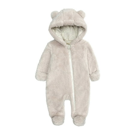 

Frostluinai Cute Baby Girls Fleece Footed Jumpsuit Baby Boy Snowsuit New Born Baby Winter Coat Toddler Lined Onesie Pajamas Warm Hooded Romper Pram for Infant