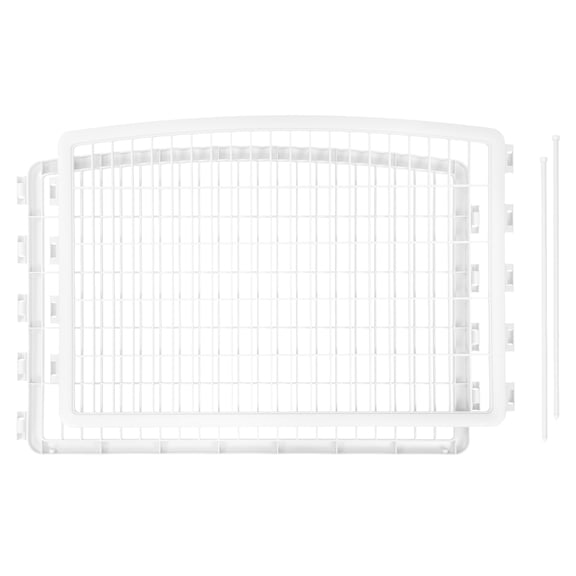 IRIS USA 24'' Pet Playpen 2 Panel Add-On with Connecting Rods, Dog Playpen, Puppy Small Medium Dogs, Heavy-Duty Molded Plastic, Rust-Free, White