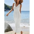 thumbnail image 3 of Women'S Long Crochet Beach Cover-Up Swimsuit Mesh Swimsuit Beach Long Sleeveless Dress Summer White M, 3 of 8