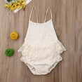 thumbnail image 1 of Baby Girl Solid Sleeveless Cami Straps Lace Ruffled Romper Jumpsuit, 1 of 5