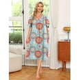 thumbnail image 3 of Avidlove Women's Nightgown Short Sleeve House Dress with Pockets Comfy Loungwear Boho Print Sleepwear, 3 of 6