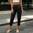 thumbnail image 5 of Womens Capris Pants for Outdoor Hiking High Waist Lounge Cropped with Pockets Black Casual Cargo Pants Size M, 5 of 9