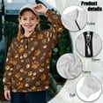 thumbnail image 6 of Uorisanigo Girls Half Zip Collar Sweatshirts Oversized Long Sleeve Workout Shirts Soft School Brown Dog Paw Print Quarter Zipper Cropped Sweatshirt Fit Vacation Shopping Exercise Wear, 6 of 7