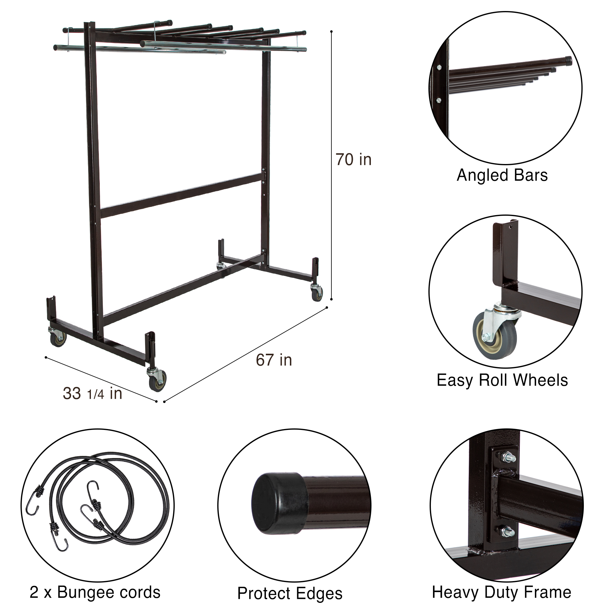 Hampden Furnishings Preston Table, Chair & Coat Rack Storage Cart with Checkerette Bars