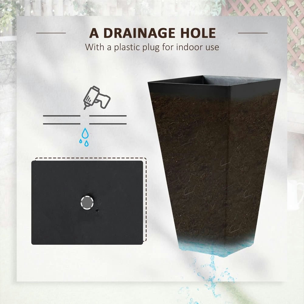 Spaco Set of 3 Tall Planters with Drainage Hole, 28" Flower Plant Pots for Outdoor, Black