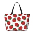 thumbnail image 2 of Xecao Hand Drawn Strawberry for versatile beach bag for women includes zipper pockets and waterproof material, ideal for vacations and adventures., 2 of 7