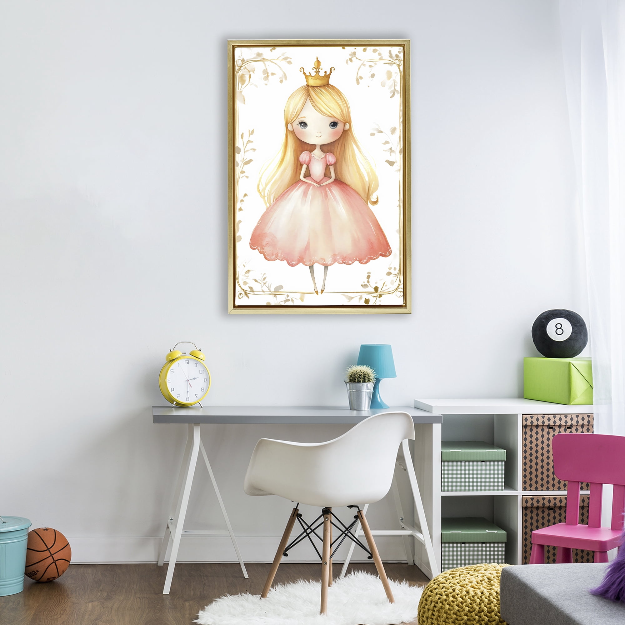 Stupell Industries Golden Crown Fairytale Princess Gold Framed Floater Canvas Wall Art, design by Creative Studio