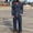 Navy, variant on mihongmao Cruise Outfits for Men 2026 Men's Solid Color Long Sleeved Half Button Outdoor Elastic Waist Drawstring Pants Corduroy Pocket Sports Suit Gray 3X
