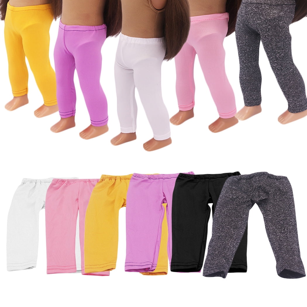 6 Paires de Pantalons de Poupée Mode Décontractée Couleur Unie Leggings pour Poupée Fille de 18 Pouces