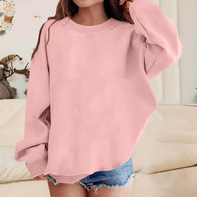 Cowsor Chandails en Molleton pour Femmes Col Rond en Polaire Chandail-Over Surdimensionné Automne Hiver Hauts Mignons pour Adolescentes Vêtements Preppy 2025