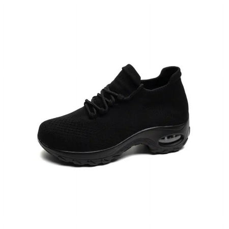 

Women s Breathable Knit Chunky Sneakers Casual Lace Up Air Cushion Shoes Women s Hiking Sock Shoes