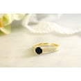 thumbnail image 4 of Gem Stone King 18K Yellow Gold Plated Silver Ring Round Black Onyx and Moissanite (0.95 Cttw, Size 9), 4 of 5