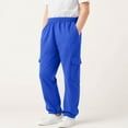 thumbnail image 3 of HAOTAGS Boys Cargo Sweatpants(5-14), Casual Spring Fall School Pants Elastic Waist Loose Pants with Multi-pockets Blue 5-6Years, 3 of 7