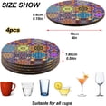 thumbnail image 4 of GZHJMY Mexican Talavera Round Coaster, 4 Pcs Heat Resistant Absorbent Drink Coaster for Kitchen Bar Cafe Decor, 4 of 7